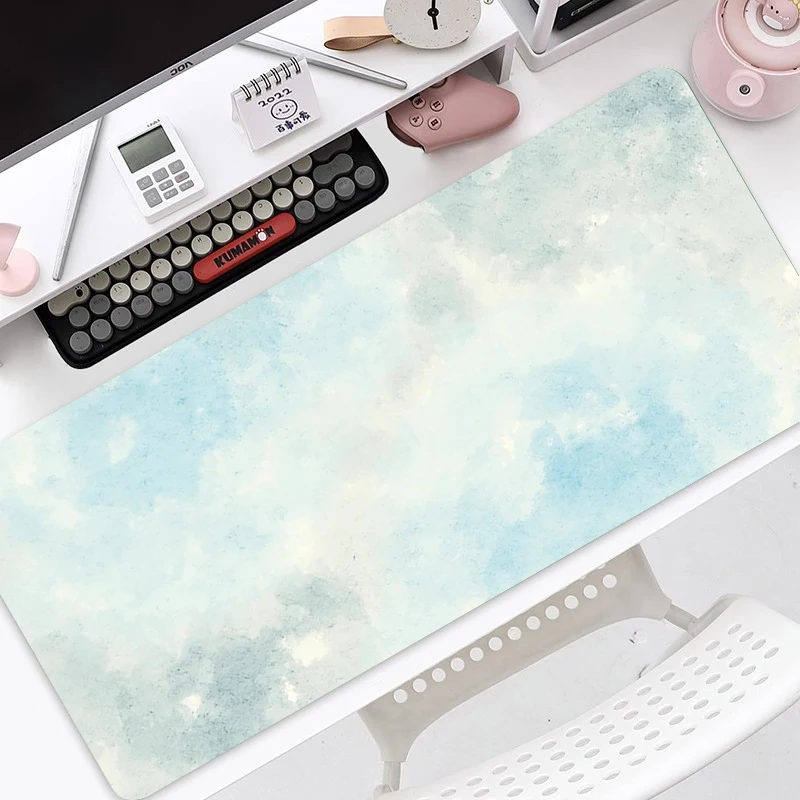 Alas mouse pad besar warna hijau segar sederhana bergaya ins, untuk meja komputer, alas keyboard, dengan desain gradasi warna yang elegan.