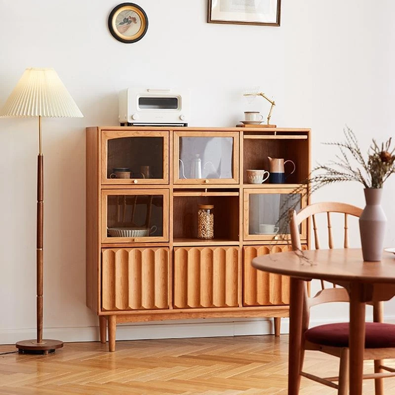 사용자 정의 가능한 북유럽 빈티지 캐비닛 스토리지 스토리지 격자 캐비닛 현대 입구 체리 다기능 버킷 캐비닛