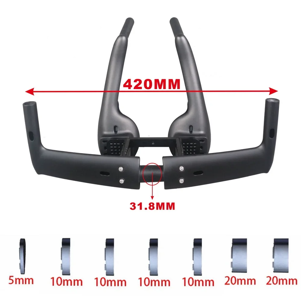 ألياف الكربون الترياتلون الوقت محاكمة الدراجة المقود TT106 مع 10 درجة 15 درجة اقتران 420 مللي متر عرض TT بار #2