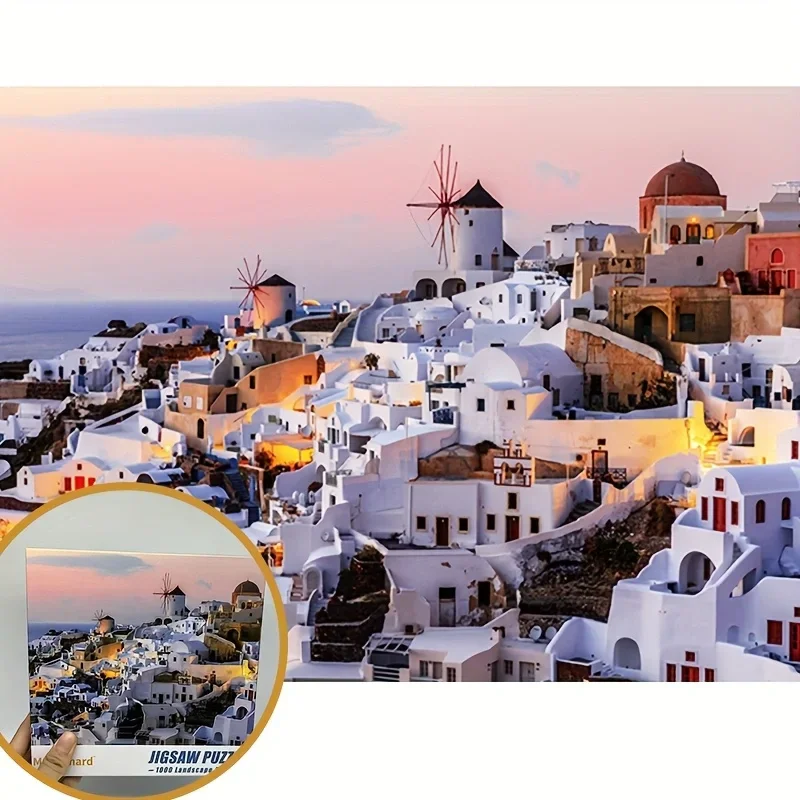 MaxRenard high quality 68cm*49cm 1000pcs Santorini Jigsaw Puzzle Adult Great Gift Idea for Mother's Day, Birthday, Valentine's