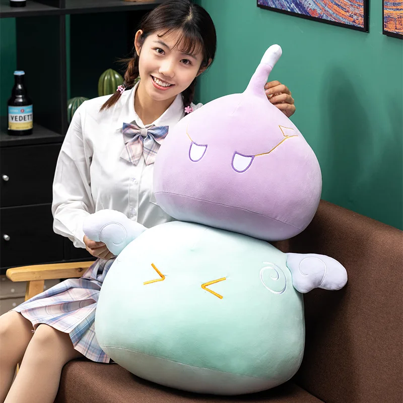 30-50 سنتيمتر Genshin تأثير الوحل ألعاب من نسيج مخملي لطيف أنيمي الكهربائية بايرو الوحل دمية لينة أنيمي النار الرعد الجليد العشب الرياح عنصري كرات