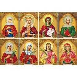 5D DIY Diamond Painting Russian Religious Icons Diamond Mosaic Cross Stitch Kazan Mother of God Picture with Rhinestones Decor