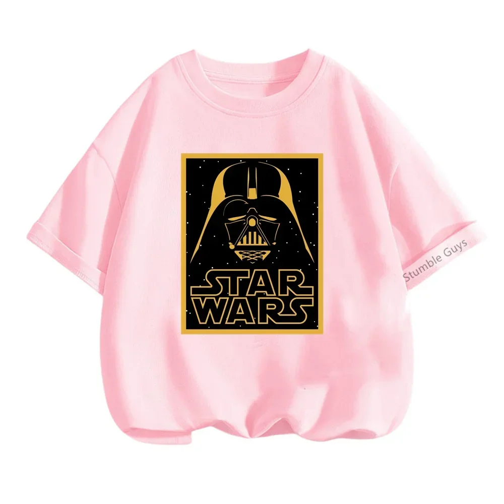 Star Wars Vader Tshirt Kids Summer Football Jersey Cartoon Teen T-shirt Fashion 3-14y Boys Clothes Cute Girls Disney Tops Tees