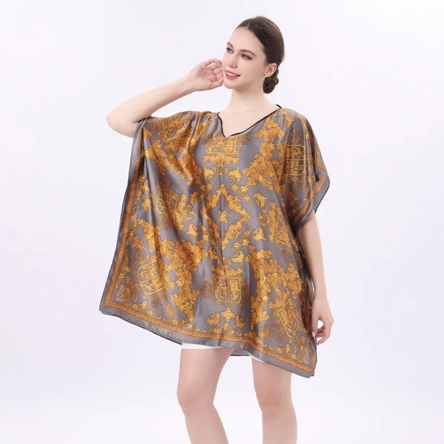 

【New style】[New Saiqi] Chicken collar robe loose casual large-size shawl fashion dress