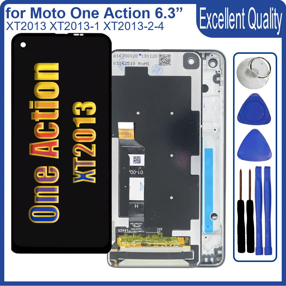 AMOLED LCD for Motorola Moto One Action LCD Display XT2013-1 Touch Screen Digitizer Replacement for Moto One Action With Frame