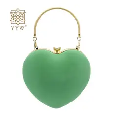 Pochette in flanella verde da donna Vintage con strass a forma di cuore borsa da sera formale borsa da festa di nozze con catena 2022