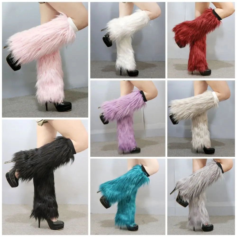 

Fashion Faux Fur Furry Leg Warmers 40cm Light Up Lolita Boots Cover Japanese Style Thickened Warm Knee Sleeve Spicy Girls