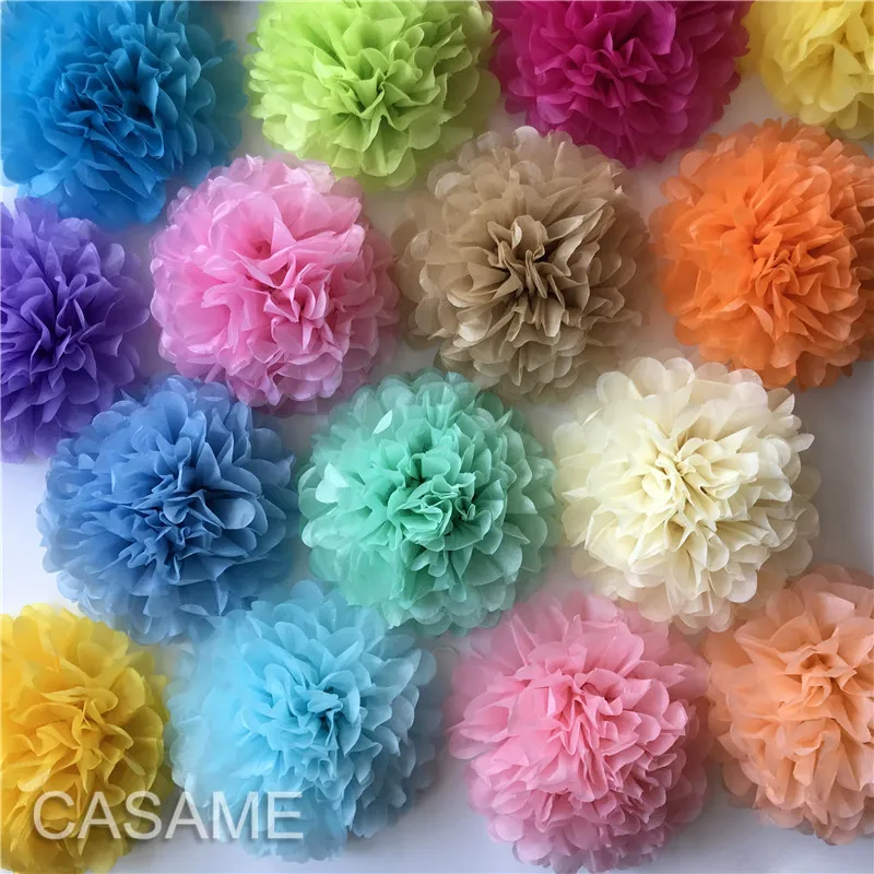 Tissue Paper Flower Ball Baby Shower Birthday Party Decoration Paper Pom Poms Handmade Hanging Paper Pompoms Wedding Decorative