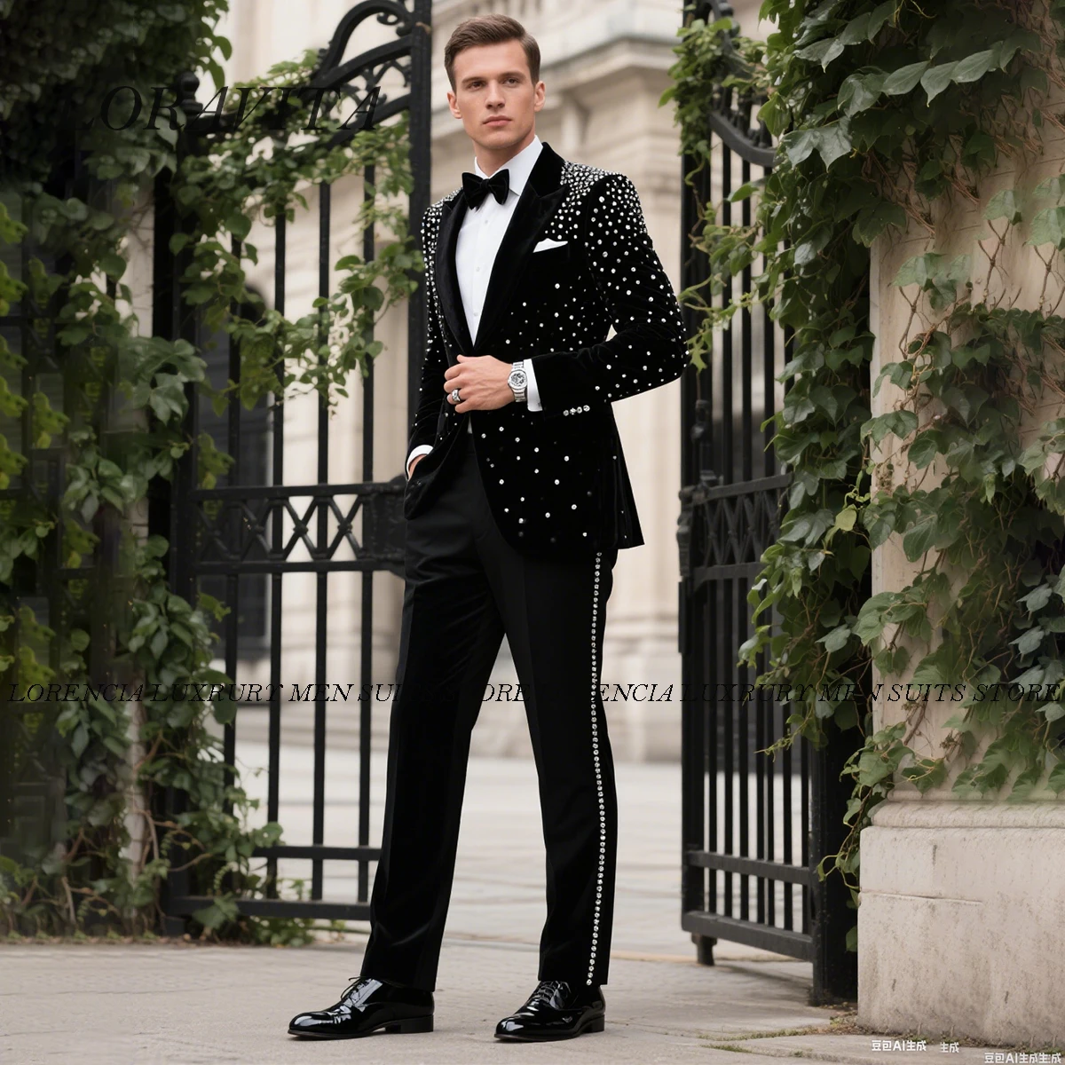 

Мужские костюмы с блестящим бриллиантовым орнаментом по индивидуальному заказу, комплекты из 2 предметов, мужские пиджаки для выпускного вечера, приталенные смокинги, свадебные костюмы для мужчин