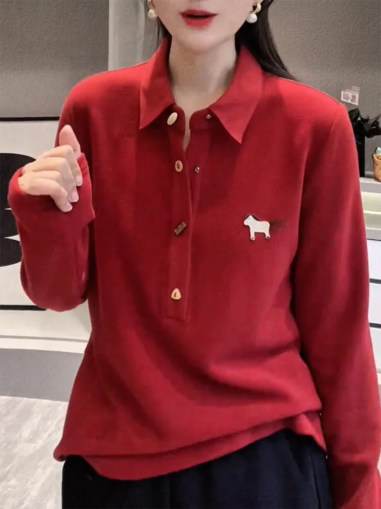 

Ele Korean Sle Ne Knitted Sweater Premium Quali Slimming Versatile Top for Autumn Winter plus Size