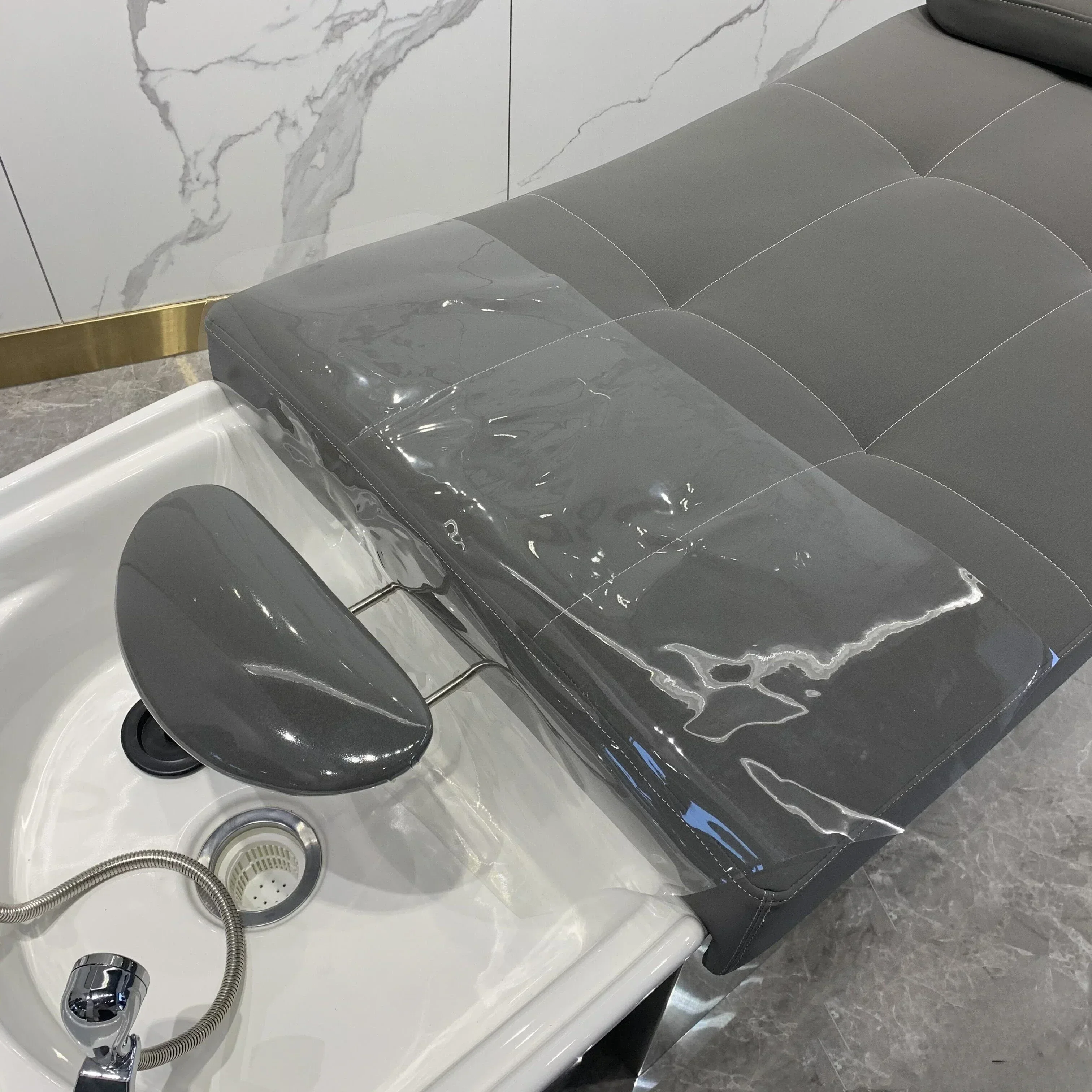 Top - Notch  Barber Shop Shampoo Bed, All Lying Down Hair Salon Dedicated Bed, Flushing Bed, Ceramic Basin, Stainless Ste