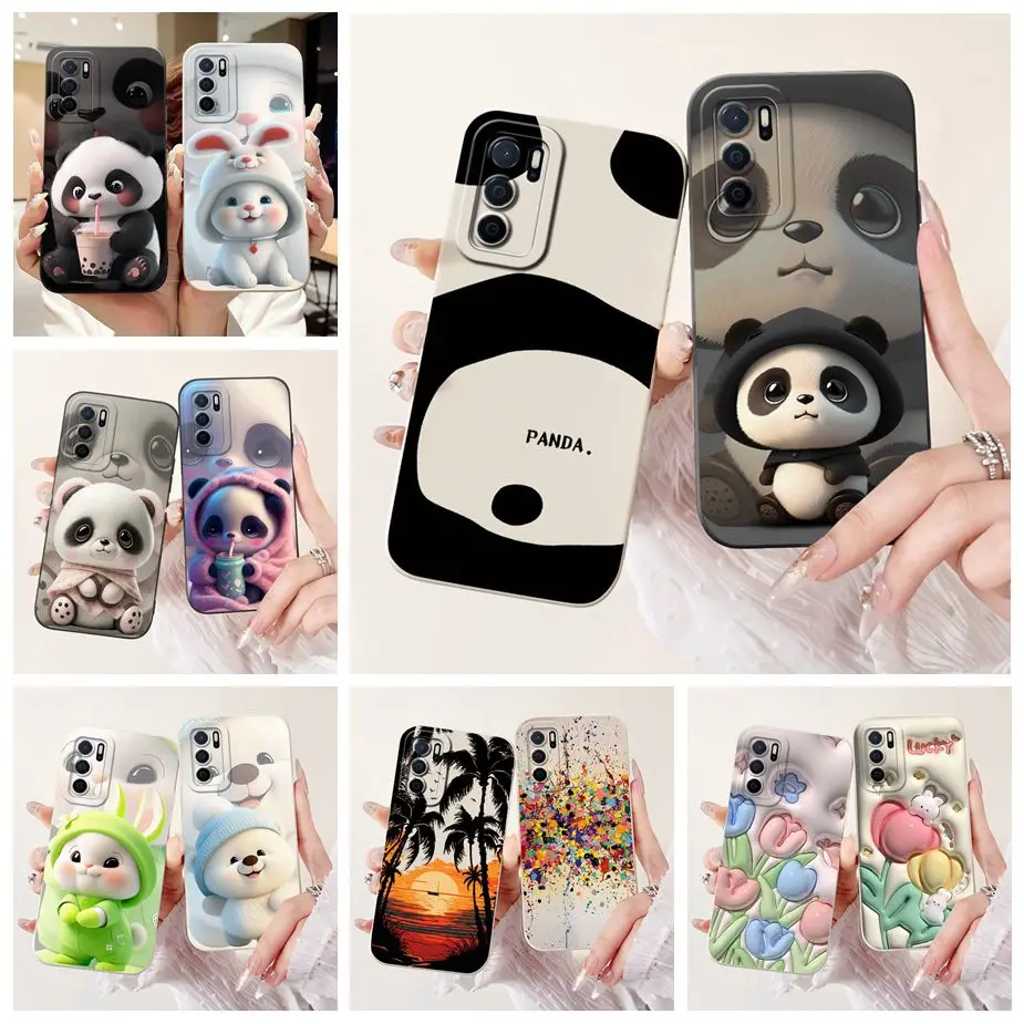 For Oppo A16 Case Oppo A16s CPH2271 Cute Panda Cartoon Cover Shockproof Phone Case For Oppo A16s A 16 OppoA16 Soft Fundas Bumper