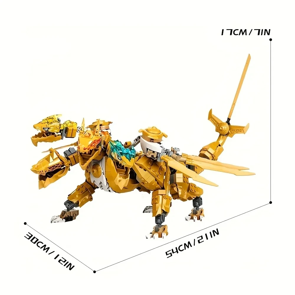 Creative Lloyd Golden Ultra Dragon Building Blocks Four-Headed Dragon Mech Figures Bricks Toys For Children Gifts 71774