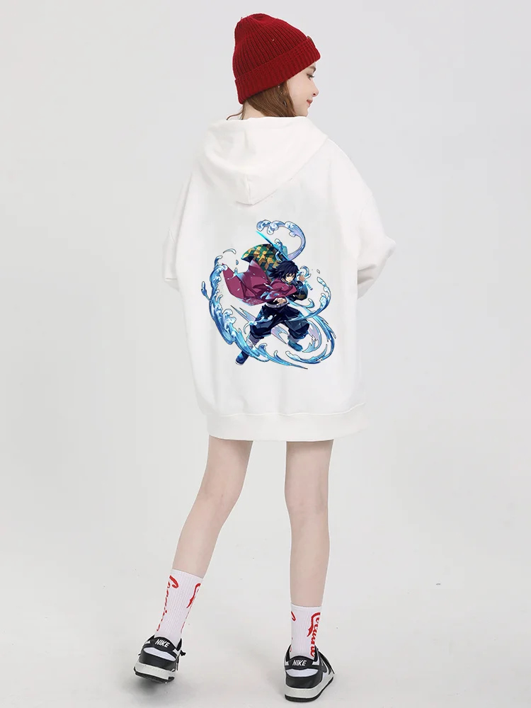 Demon Slayer Tomioka Giyuu Japan Anime Printed felpe con cappuccio da donna Plus Size felpe Pullover a maniche lunghe da donna