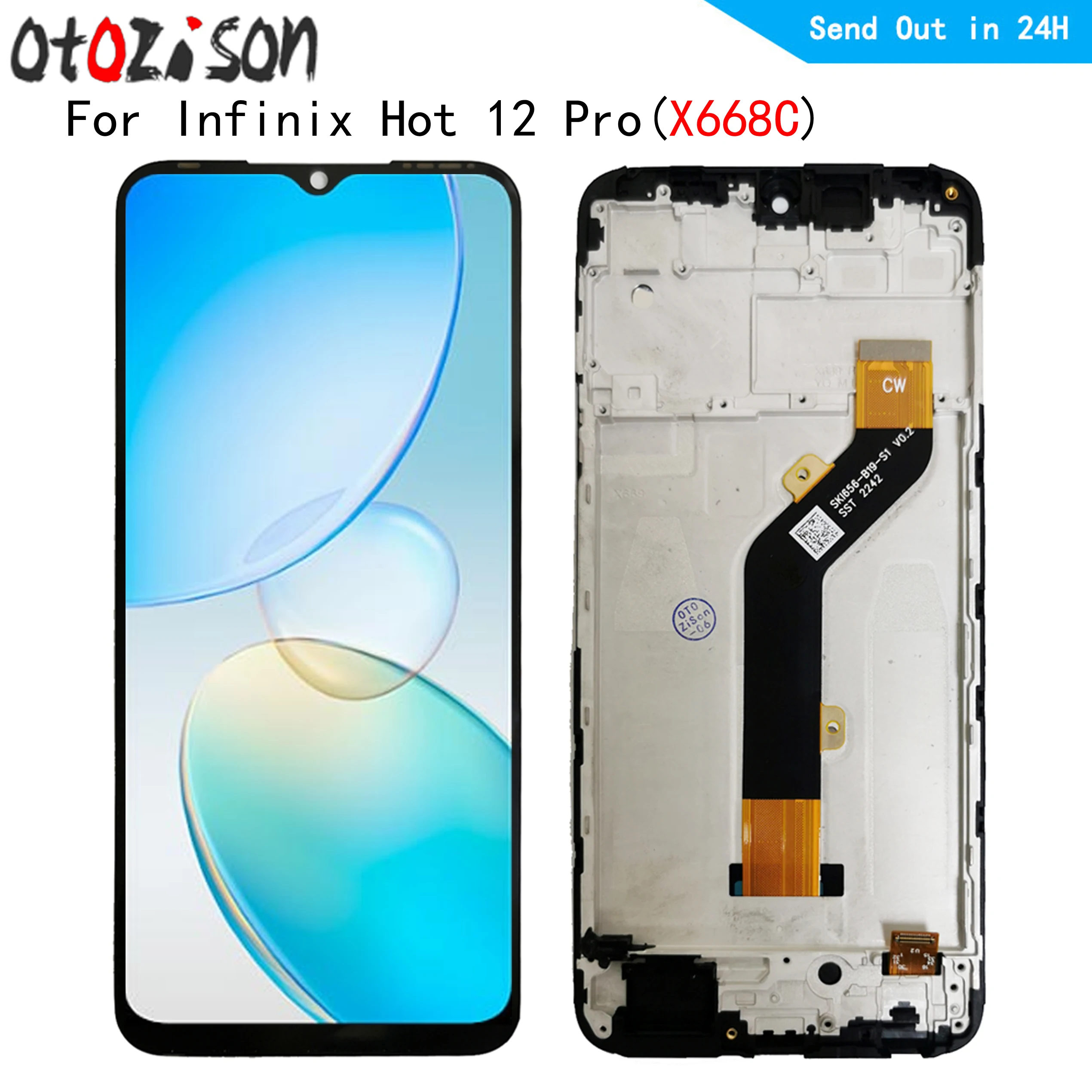 

X668C LCD 6.56" IPS For Infinix Hot 12 Pro X668C LCD Display Touch Panel Screen Digitizer With Frame Assembly For Hot 12 Pro