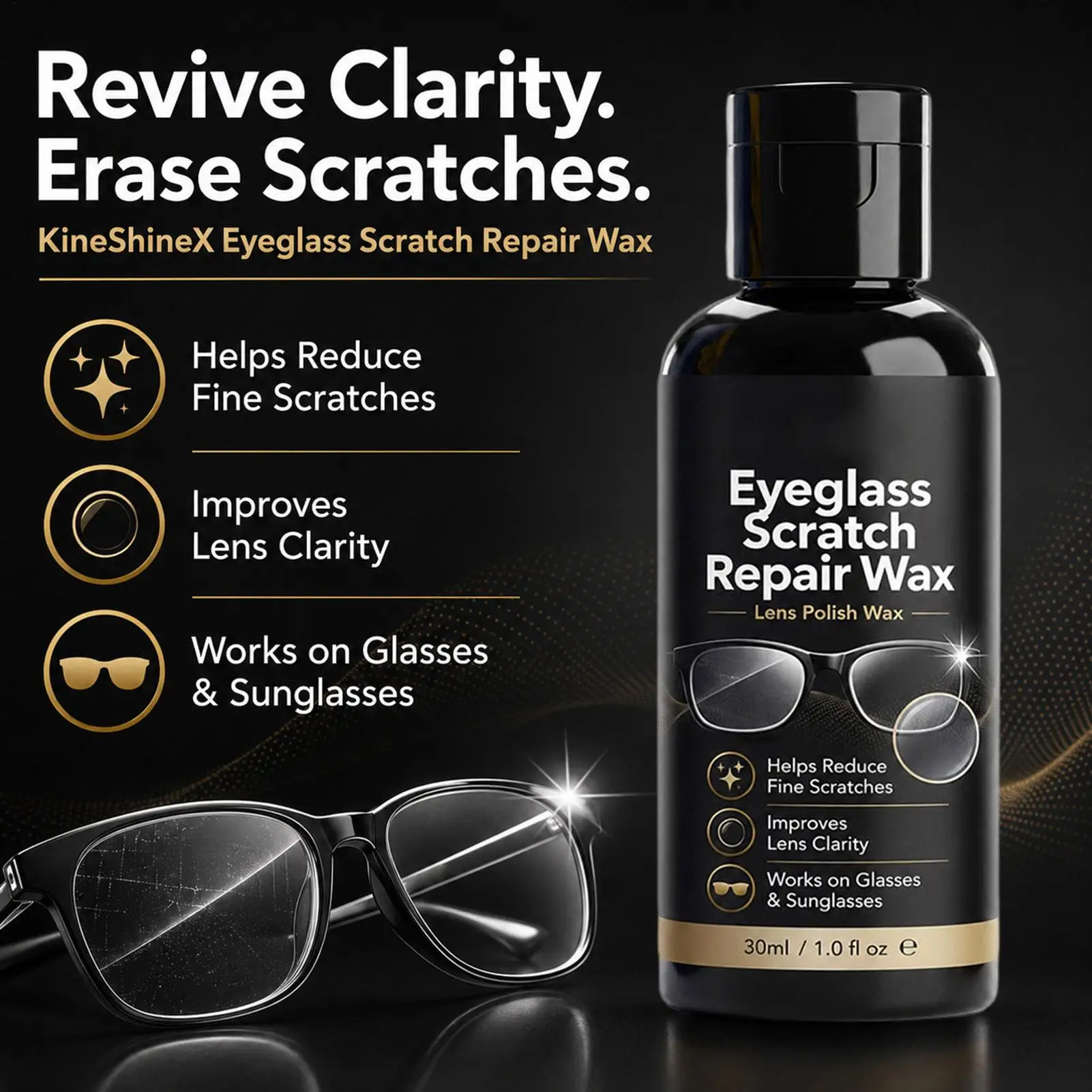 30ml Eyeglass Scratch Remover Wax, Lens Polishing & Protective Coating for Sunglasses & Goggles, Restore Clarity Care Agent - view 4