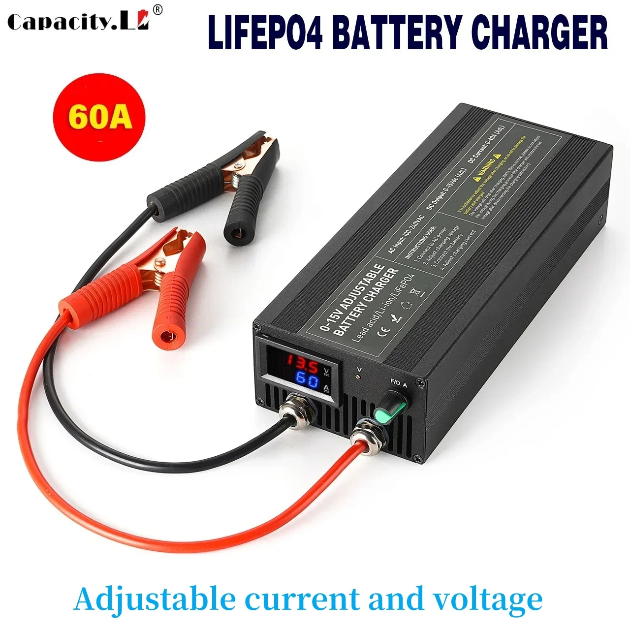 14.6V 50A/60A/85A/100A LiFePO4 Battery Charger For 12V 12.8V Lifepo4 Battery High Power Charger Crocodile Clip Anderson With Fan