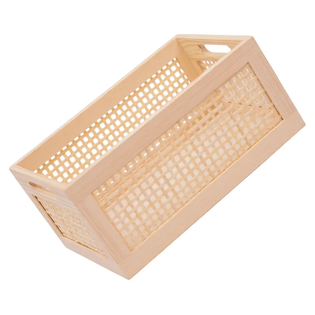

1pc Rattan Storage Basket Woven Bins Sturdy Long Use Wear Resistance Home Office School Small Sundries Makeup Fruits DIY