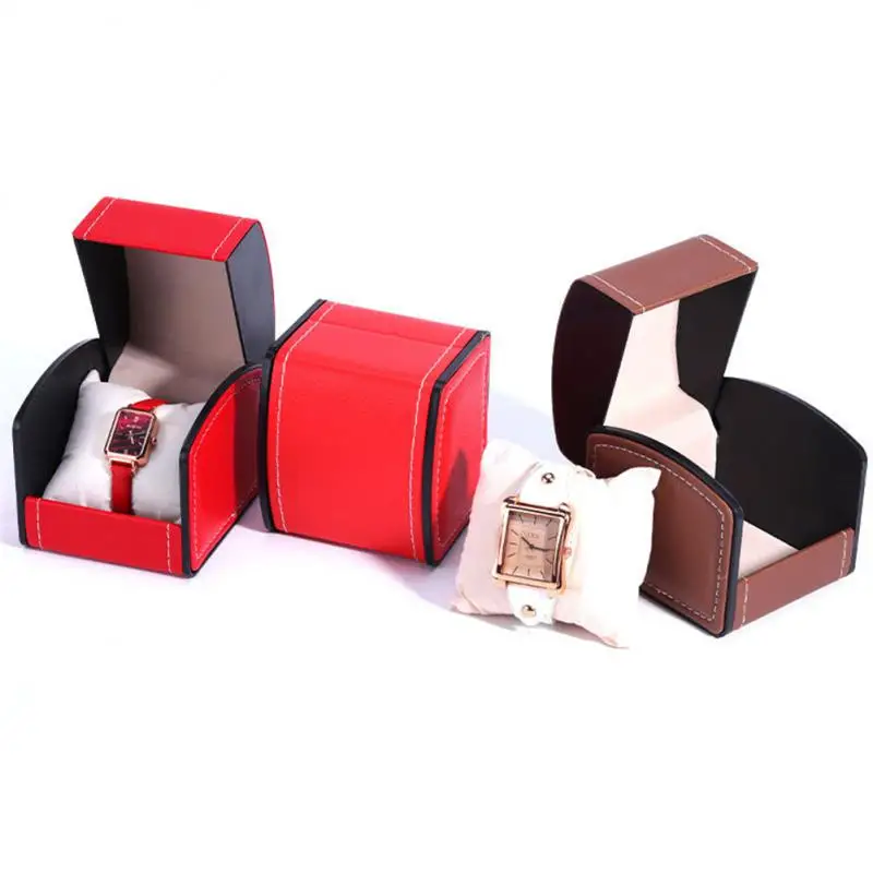 Luxury Watch Box PU Leather WristWatch Packaging Case Storage Case Flip Cover Display Jewelry Organizer Gift PU Holder