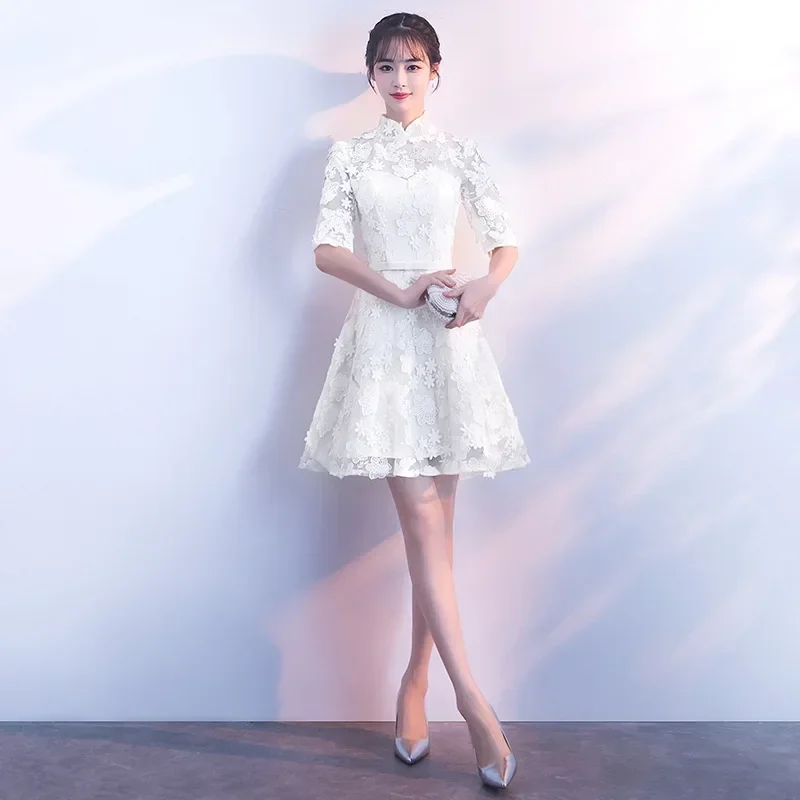 SN88 Chinesische Frauen Verbesserte Qipao Traditionelle Handgemachte Taste Cheongsam Klassische Brautjungfer Hochzeit Kleid Casual Vintage Weste % # 2@