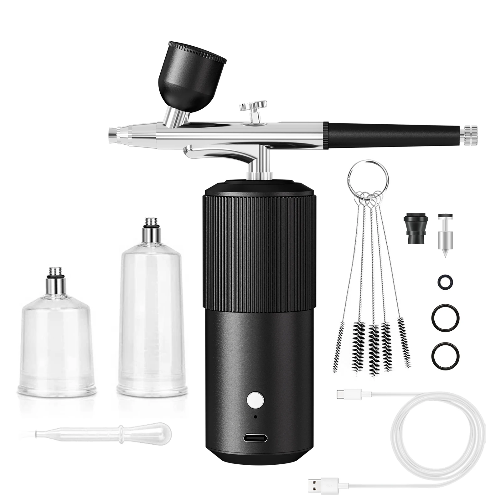 

Portable Mini Airbrush w/ Compressor 23 psi 12V Rechargeable Wireless Airbrush for Nail Art Cake Decoration Facial Moisturizing