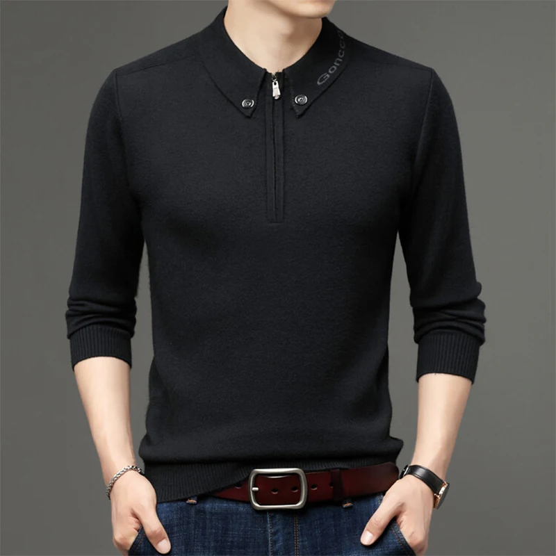 New Autumn Winter High Quality Lapel Woolen Sweater Fashion Loose Pullover Warm Knit Sweaters Male Size 4XL Drop Ship