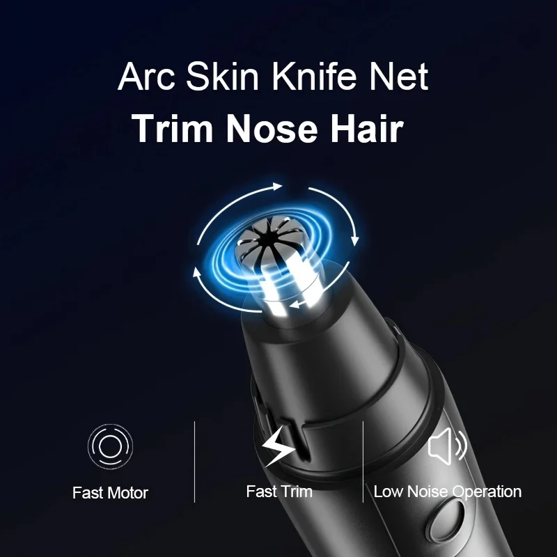 Electric Nose And Ear Hair Trimmer With Stainless Steel Doubled Winged Blade Painless Portable Battery-Operated Hair Remover