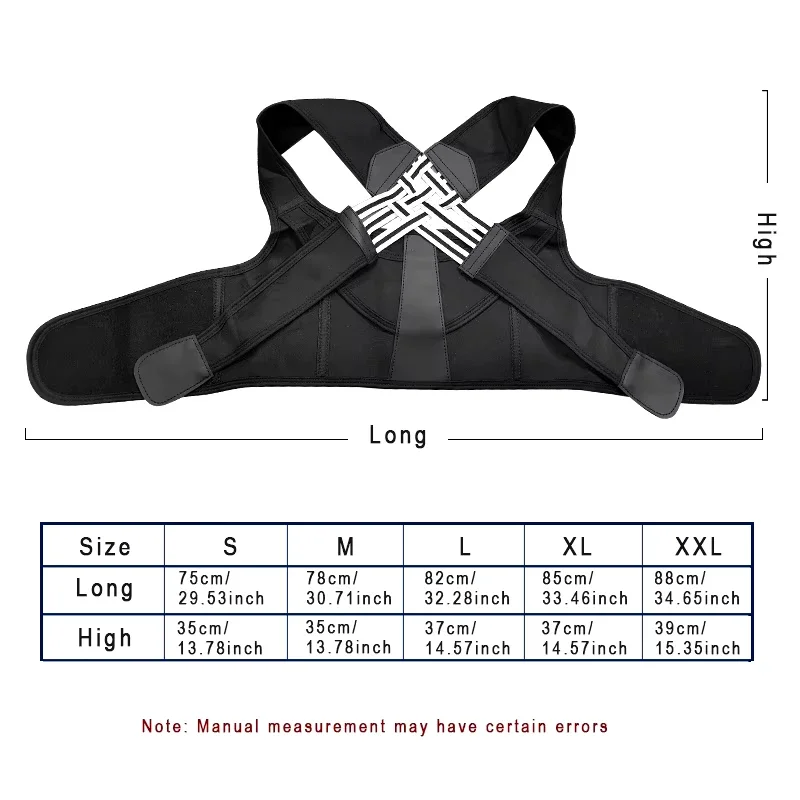 Posture Back Brace Pink Black Adjustable Back Support Strap Corrector to Prevent Spinal Distortion and Hunchback for Men Women