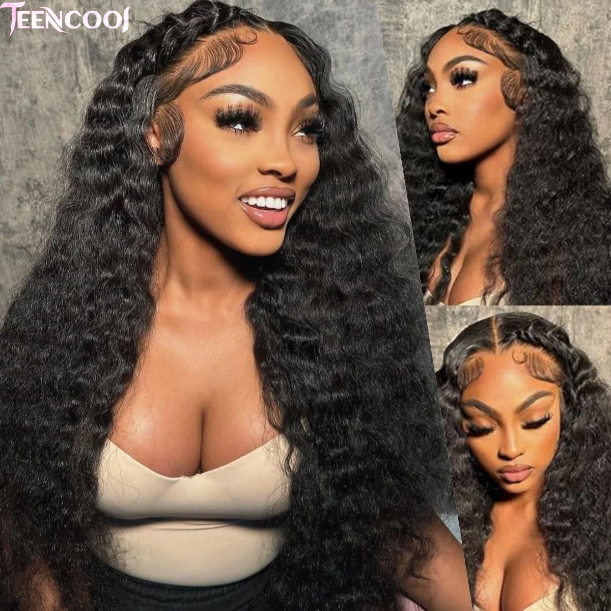 

13x6 HD Deep Wave Lace Front Wigs Human Hair Deep Curly Human Hair Wigs for Black Women Pre Plucked Deep Wave Wig with Baby Hair