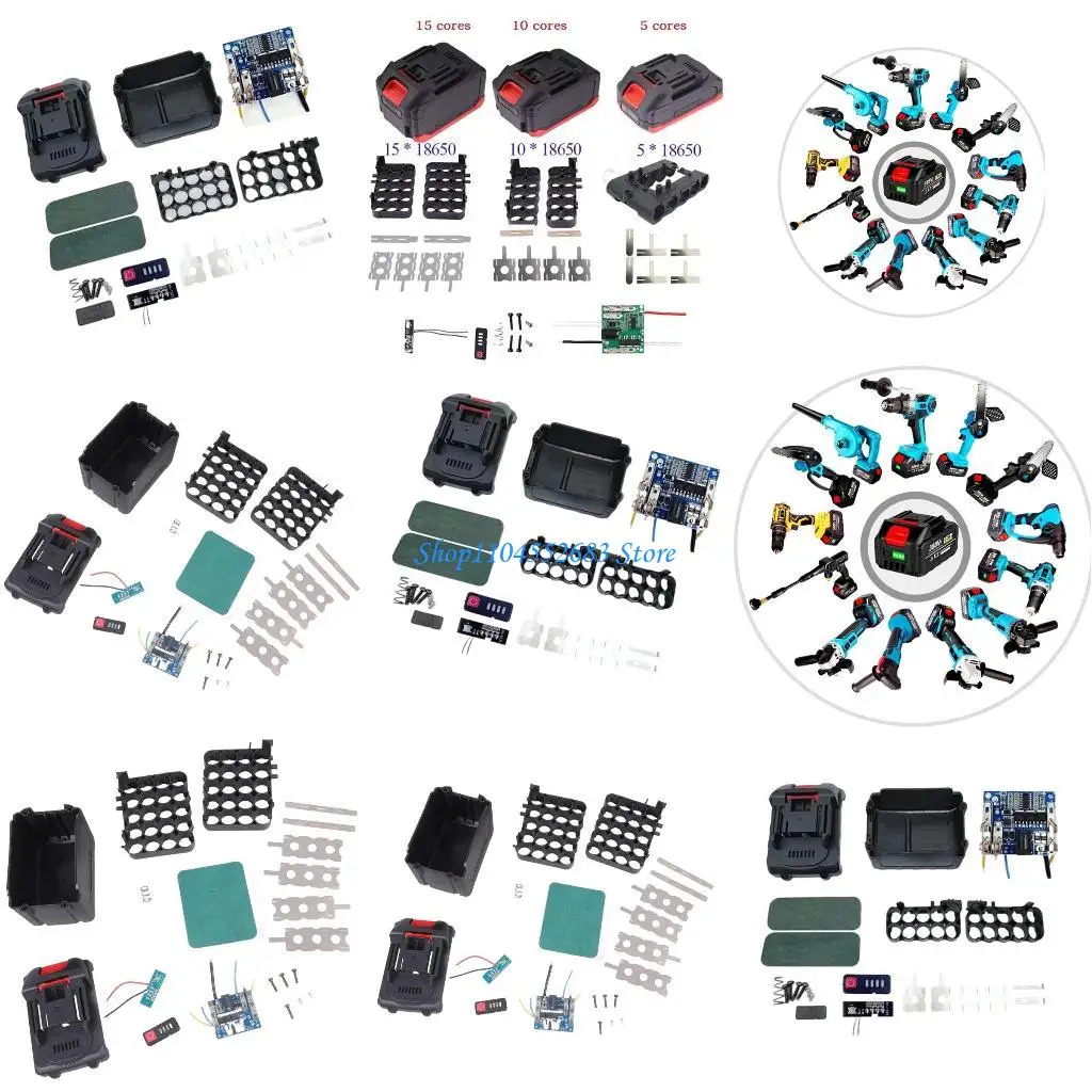 

Y6GD Plastic Battery Storage Case Suitable With Tool 10/15/20 Cores ABS Shell Featuring LED Power