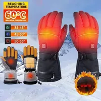 Heated Motorcycle Gloves Winter Warm Snowmobile Skiing Gloves Waterproof Touch Screen Rechargeable Heating Thermal Moto Guantes