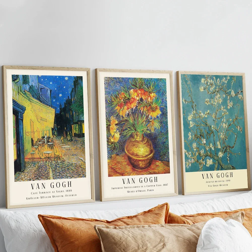 1PC Large-sized frameless canvas paintings,Van Gogh William Morris Claude Monet Canvas Poster Vintage Famous Prints Wall Art Lan
