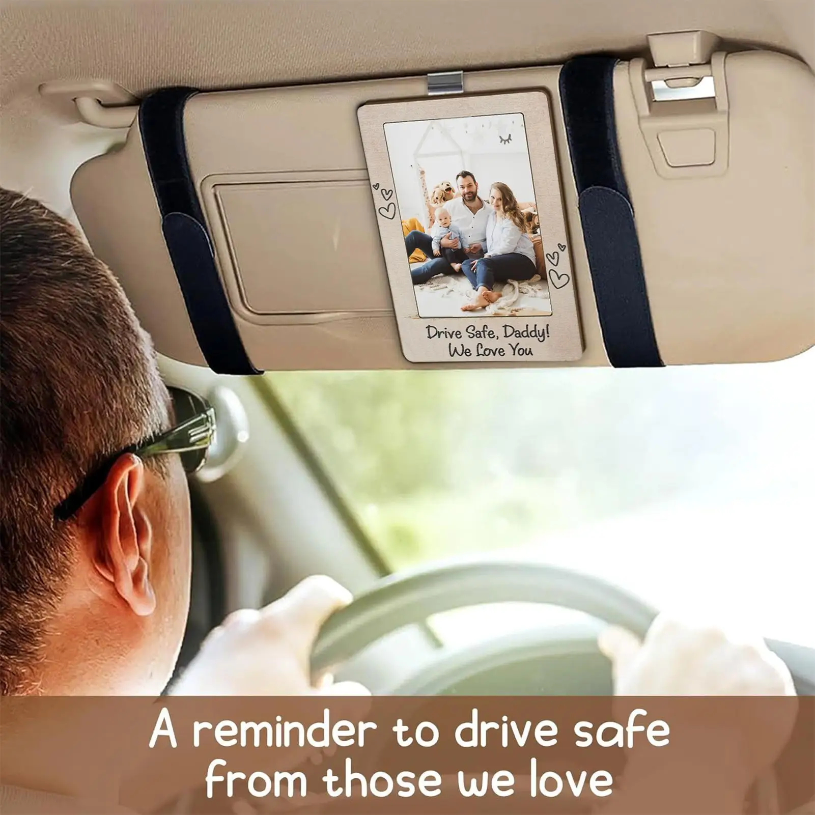 Car Visor Picture Holder Wood Car Sun Visor Photo Clip For Dad Drive Safe Automotive Interior Accessories For Friends Parents