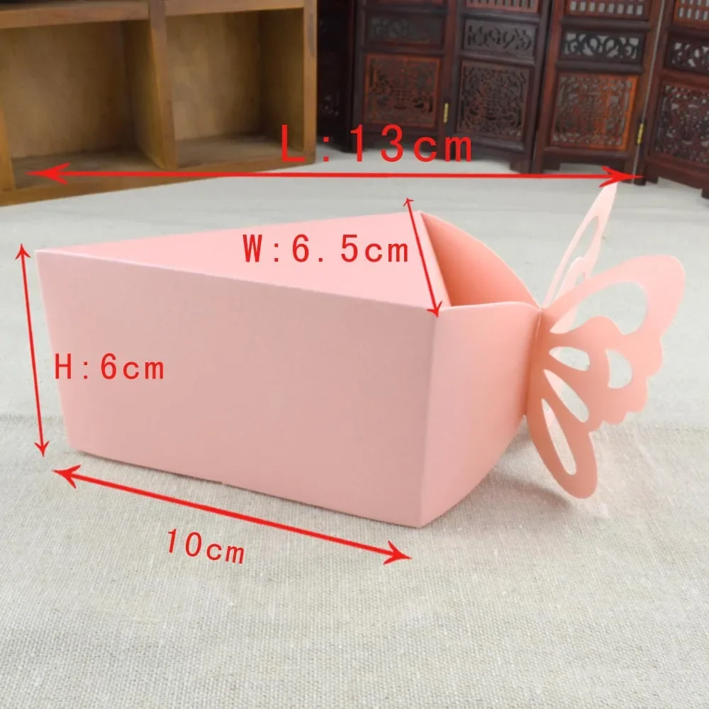 100pcs/lot Cake Style Triangle Wedding Candy Box Birthday Party Baby Shower Triangle Chocolate Gift Boxes Party Favors 8D