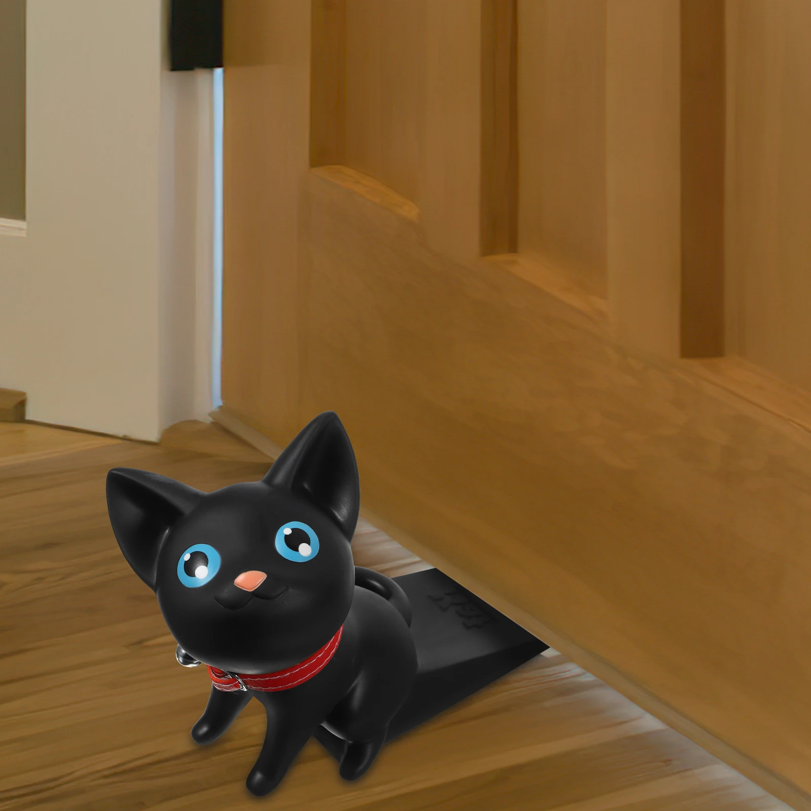 

Cartoon Cat Shaped Door Stopper Anti Pinch Silent Stopper Black PVC Home Decorative Animal Wedge Non Slip Carpet Wood Tiles