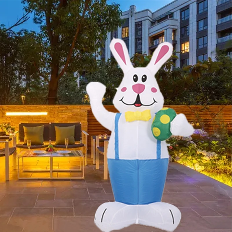 

6FT Inflatable Easter Bunny Holding Egg With Led Lights Large Easter Inflatables Outdoor Decorations For Garden Yard Party Gift