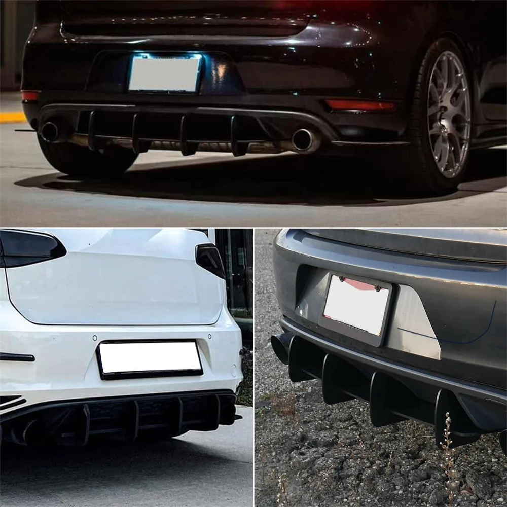 Golf 7 MK7 GTI Rear Blade Fin Diffuser & Side Splitters Spoiler Body Kit For VW 13-16 Accessories Auto Exterior Parts Modificate