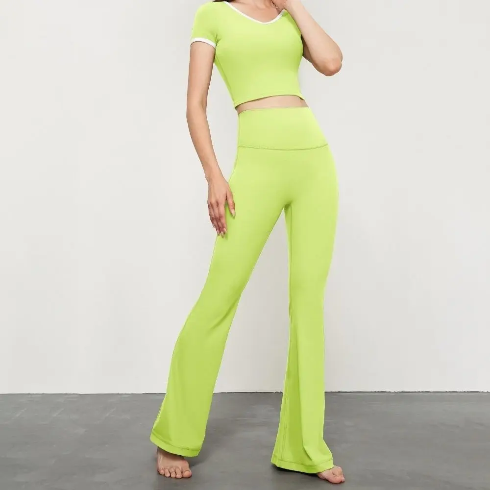 

Леггинсы с высокой талией, спортивные расклешенные брюки, широкие эластичные брюки для йоги, быстросохнущие дышащие брюки для фитнеса, упражнения
