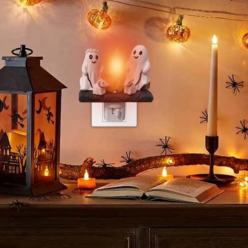 2024 Ghosts Campfire Flicker Night Light  Halloween Decorative Ghost Walking Dog  LED lamp Cute Spooky Lights For Home Offices