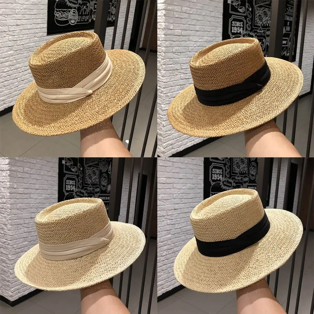 For Women Wide Brim Breathable Sun Panama Hats Panama Beach Summer Straw Hat Fedora Hat