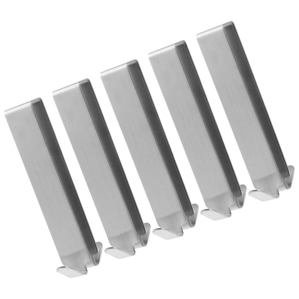 

5pcs Stainless Steel Hooks Detachable Brushed for Towels Glass Door Shower Minimalist Sturdy Over Hanger Bathroom Storage
