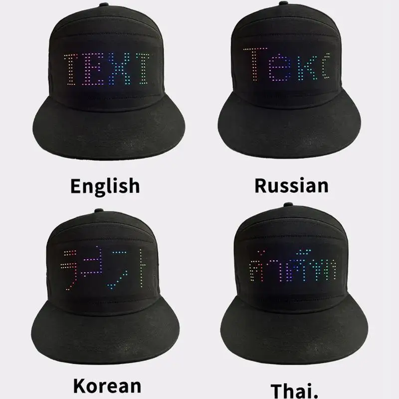 Topi tampilan LED topi dapat dilepas layar keren mudah untuk menerapkan topi kontrol aplikasi seluler untuk kostum Dj tari jalanan Hip Hop