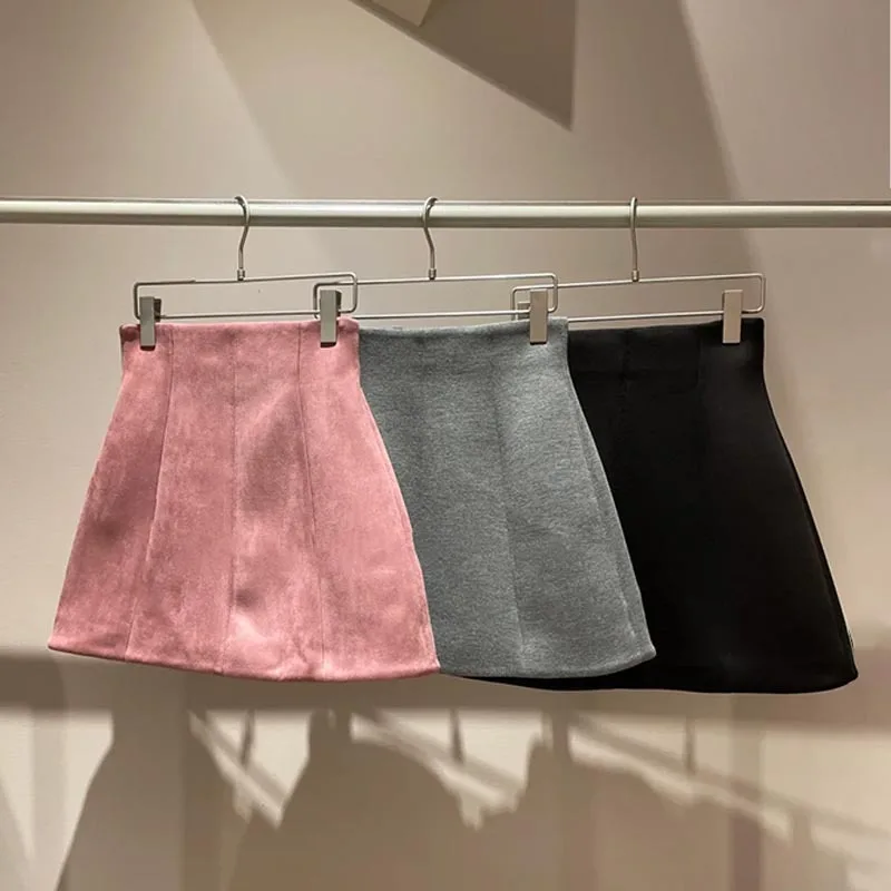 Kuzuwata A-line Cute New Moda High Waist Skirt Slim Moda Elegant All-match Women Skirts Japan Ruched Bodycon Casual Mujer Falda