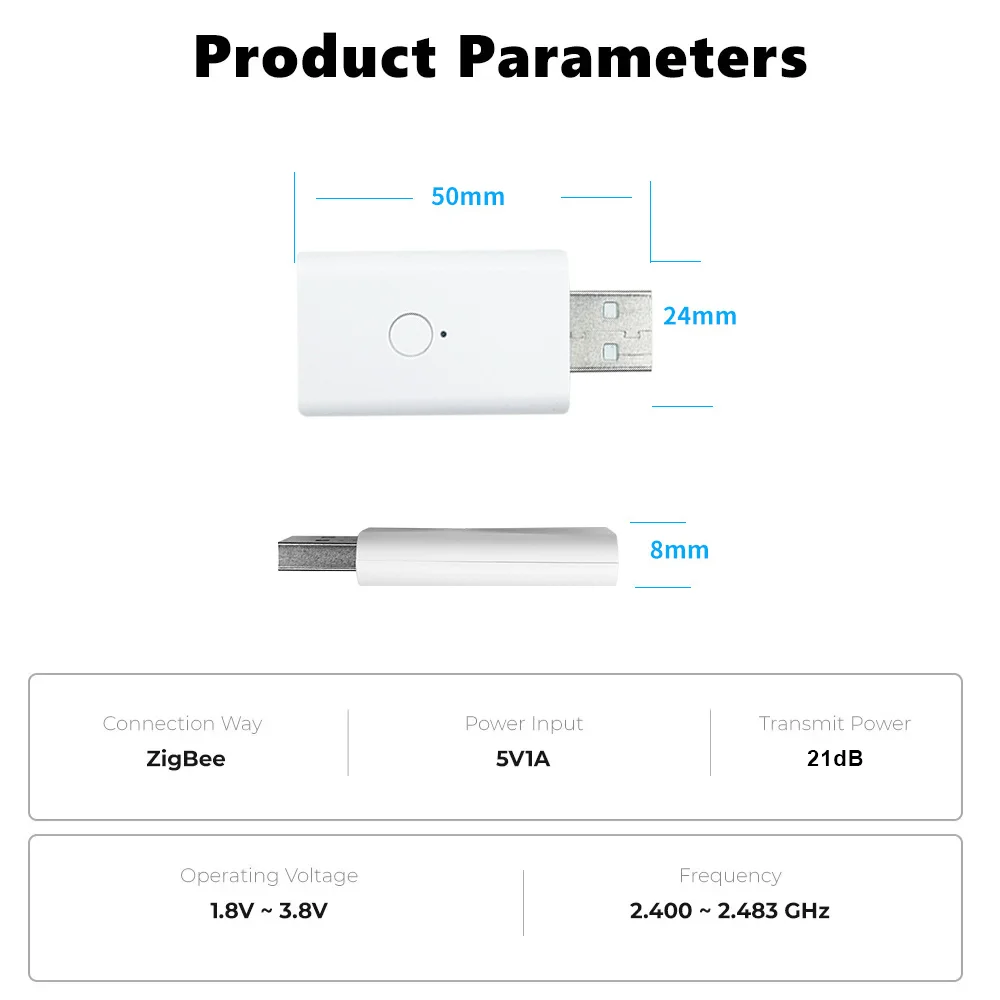 Tuya ZigBee 3.0 USB Signal Repeater, Amplificador de sinal, Extensor para Smart Life, Dispositivos de automação residencial, Funciona com ZigBee2MQTT