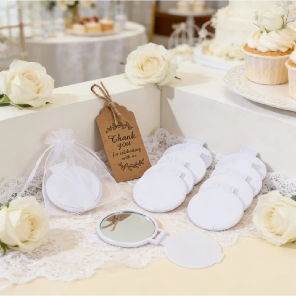 

60pcs/20sets Foldable Travel Makeup Mirror with Gift Bag Thank You Card Portable Compact Mirror Party Favor Souvenir for Women