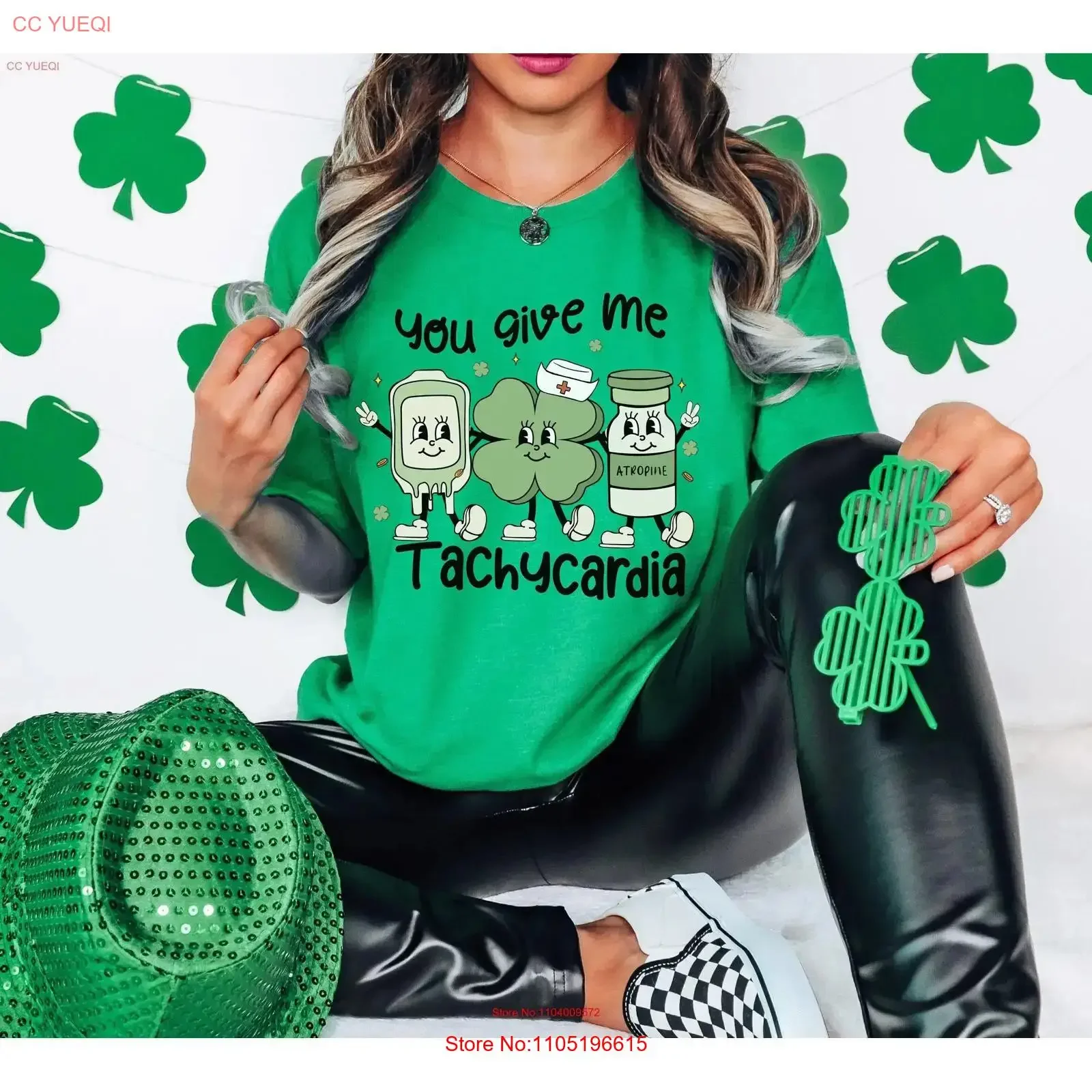 Nurse St Patricks Day T Shirt Pharmacist Critical Care Rn Pattys Irish Pharmacy Tech You Give Me Tachycardia vintage Washed