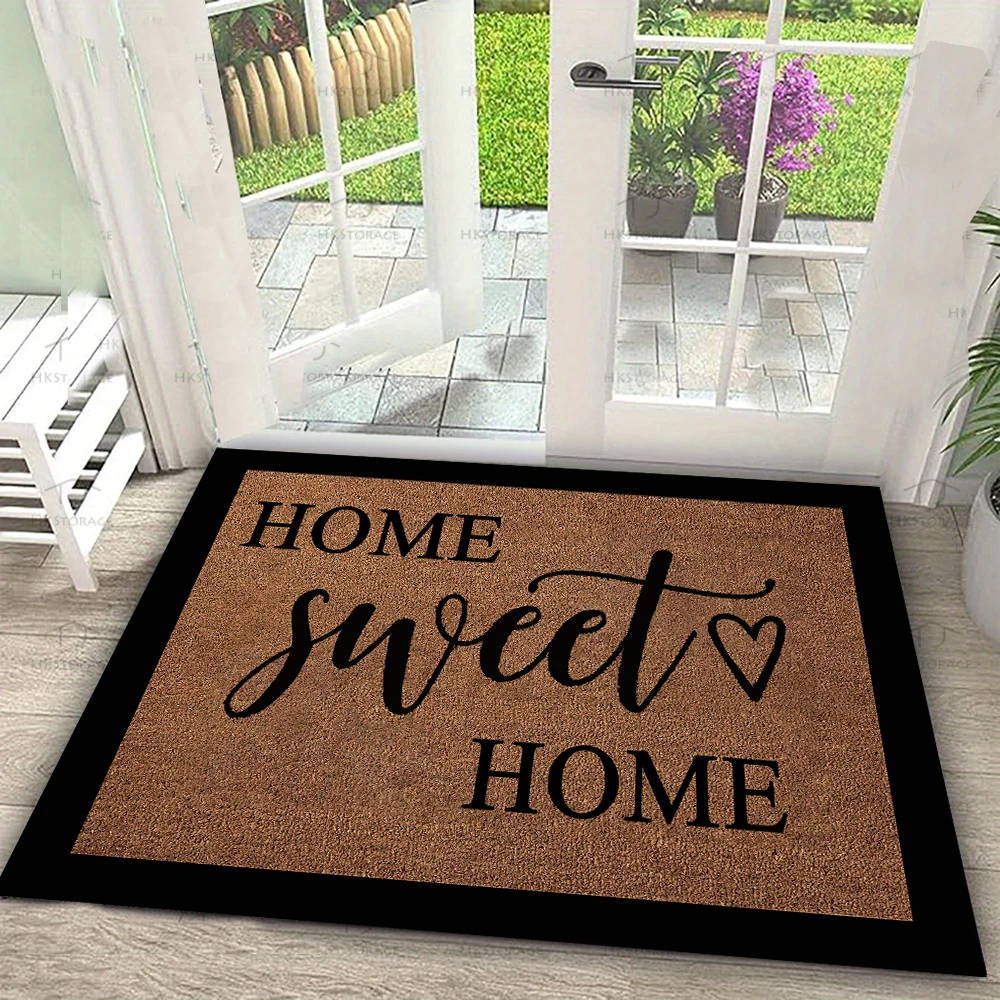 

HOME Sweet HOME Doormat with Heart Letter Coir Non-Slip Entrance Mat for Front Door Porch Kitchen Indoor Outdoor Welcome Rug