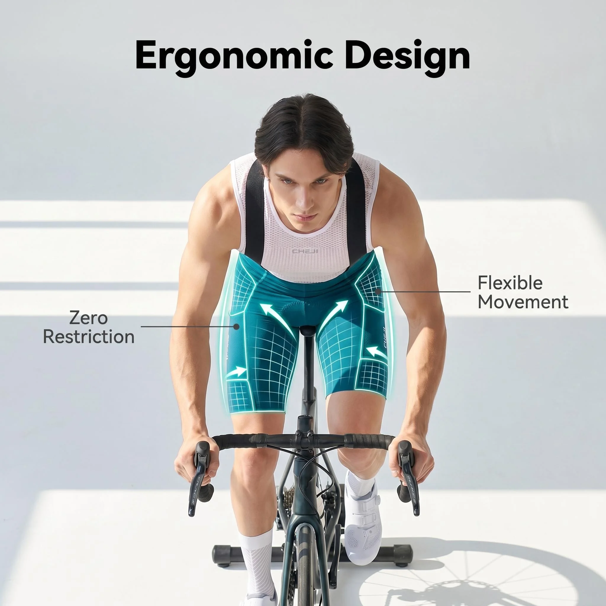 

Cheji Men's Bib Shorts WushiA Comfortable Breathable Cycling Apparel Sportswear for Men
