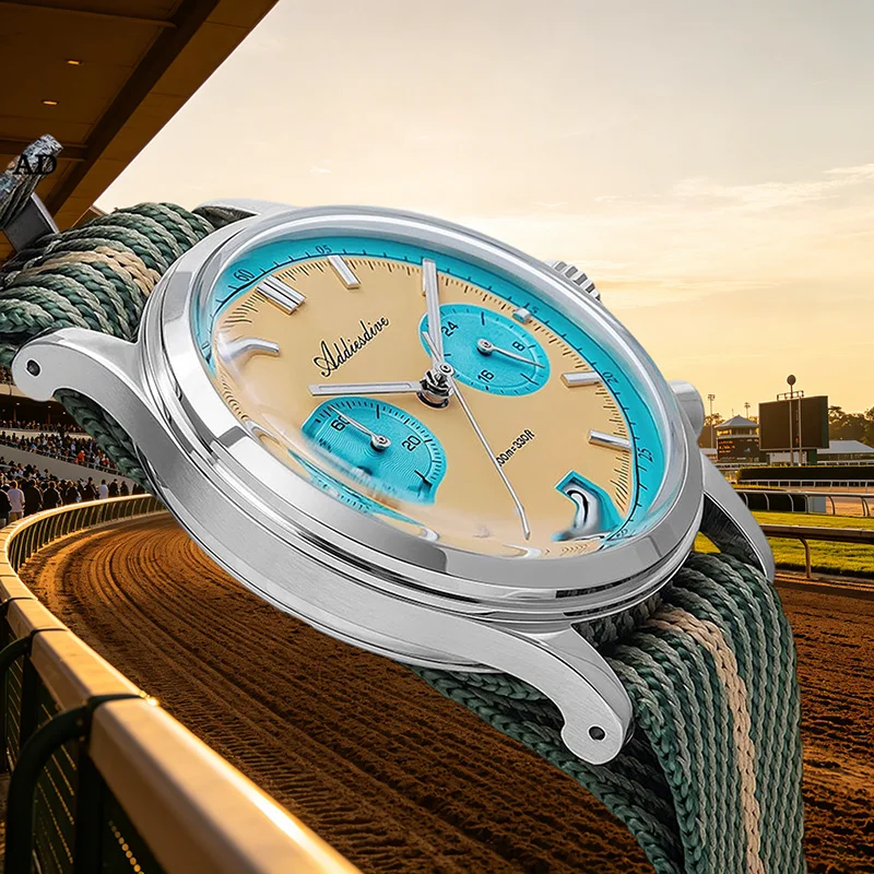 

Роскошные кварцевые часы-хронограф ADDIESDIVE VK64 с круглым стеклом, циферблатом «Панда», персонализированные, с люминесцентным покрытием BGW9, водонепроницаемые до 100 м, спортивные часы