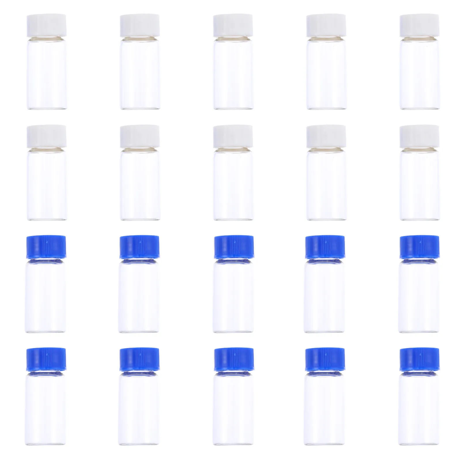 

20 шт. высококачественных стеклянных бутылок для реагентов с герметичной крышкой для хранения лабораторных образцов, мини-цилиндры, прозрачные химические бутылки